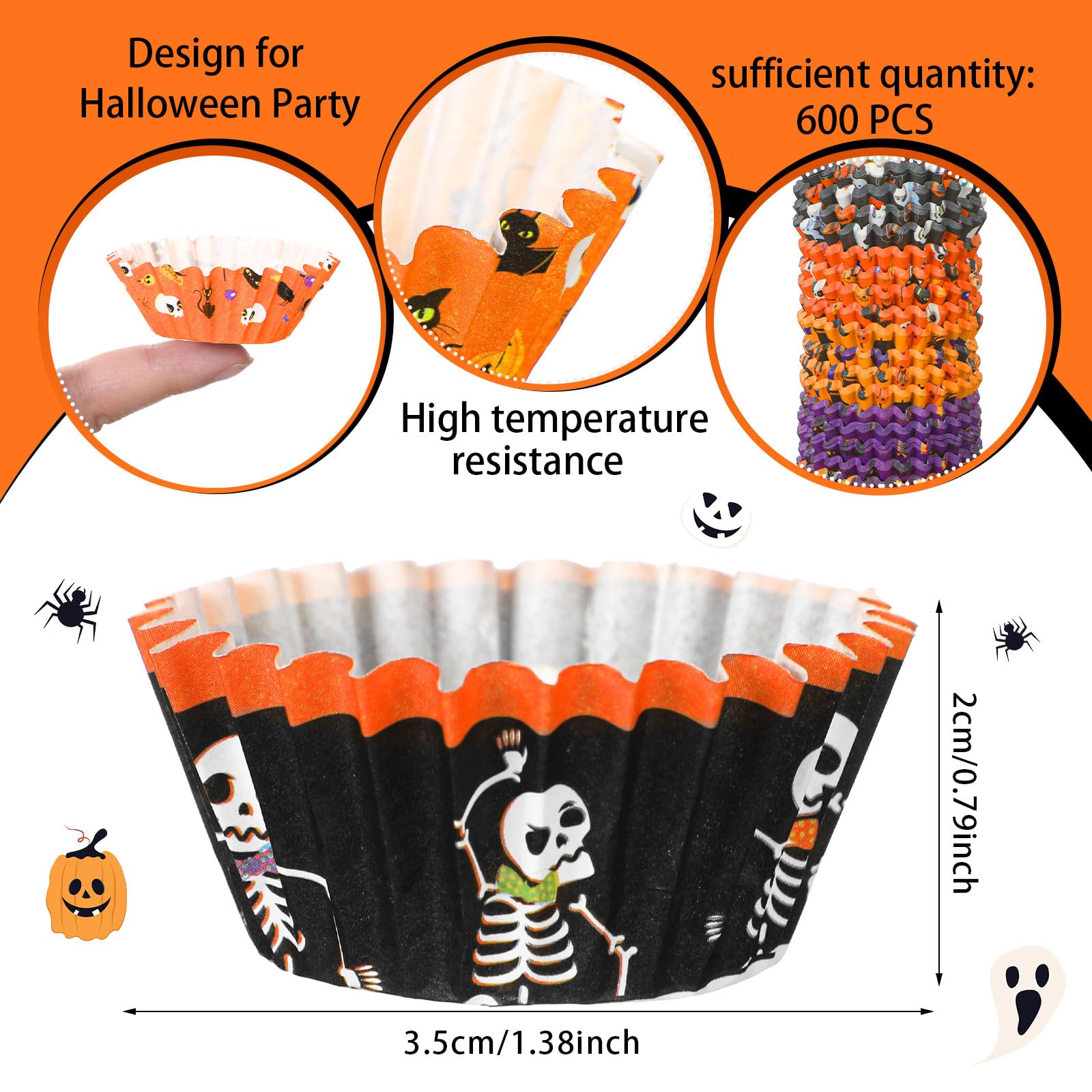 600 Pcs Halloween Mini Cupcake Liners Halloween Candy Cups Halloween Baking Cups Muffin Liners For Halloween Party Decorations S